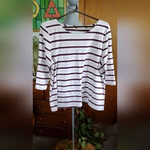 Talbots Petites Women's Lightweight Pullover Top Speckled Striped Sz 2XP